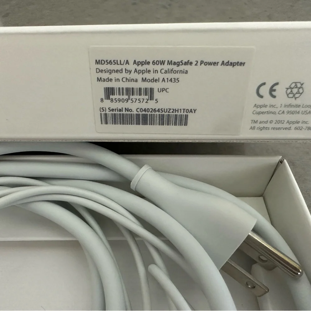 Set of 2 Authentic Apple 60W MagSafe 2 Power Adapters for MacBook Pro